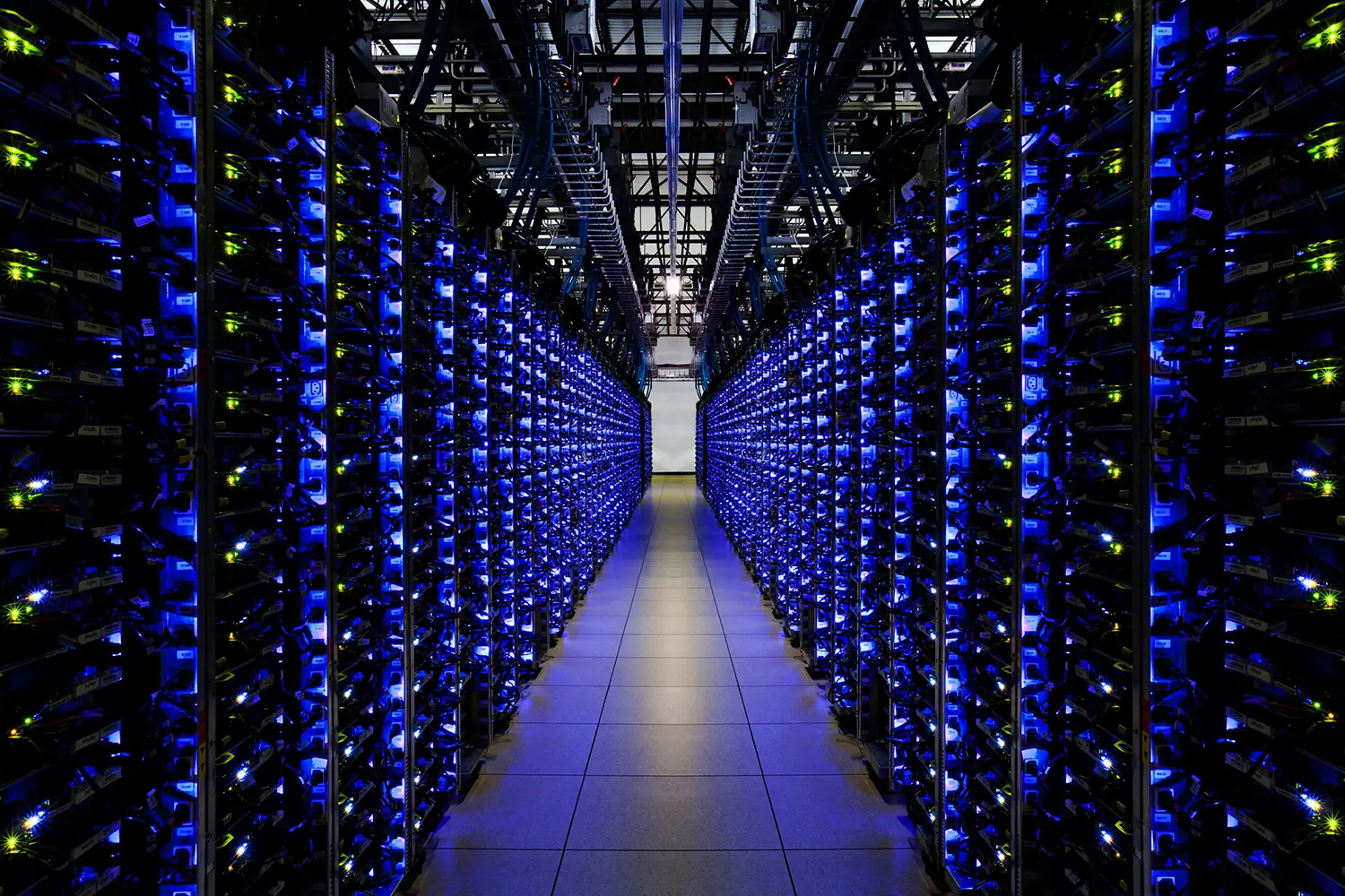 Glowing racks of servers.