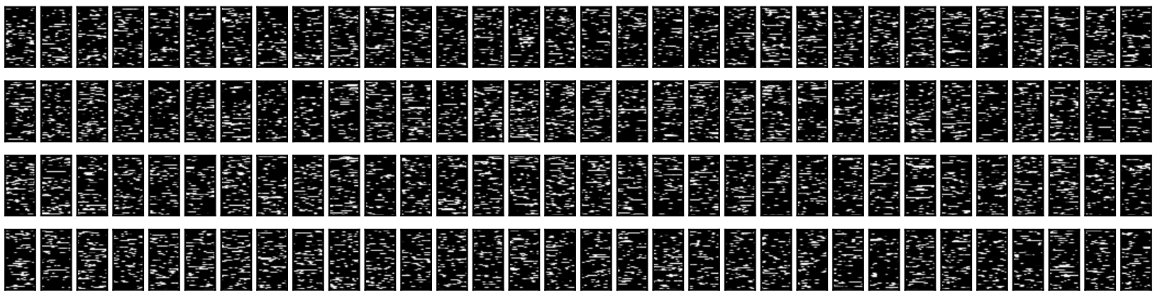 Grid of failed, noisy generation attempts showing mostly horizontal lines and static