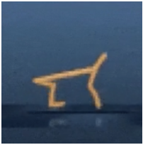 A single low-resolution frame from the Half-Cheetah Mujoco environment showing a simplified stick-figure cheetah.