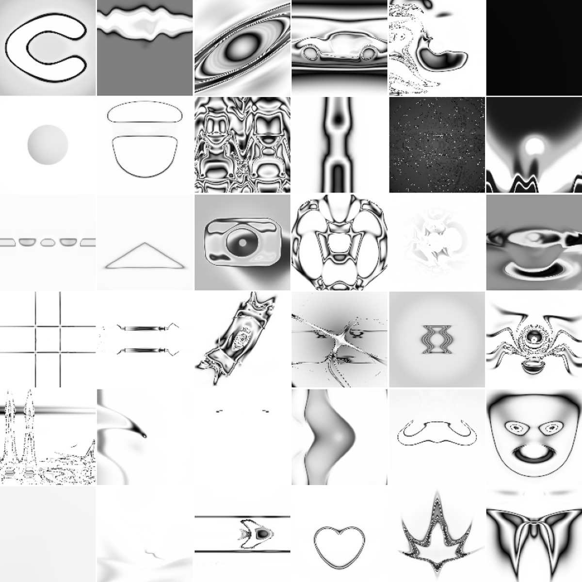 A representative grid of the human-bred Picbreeder archive